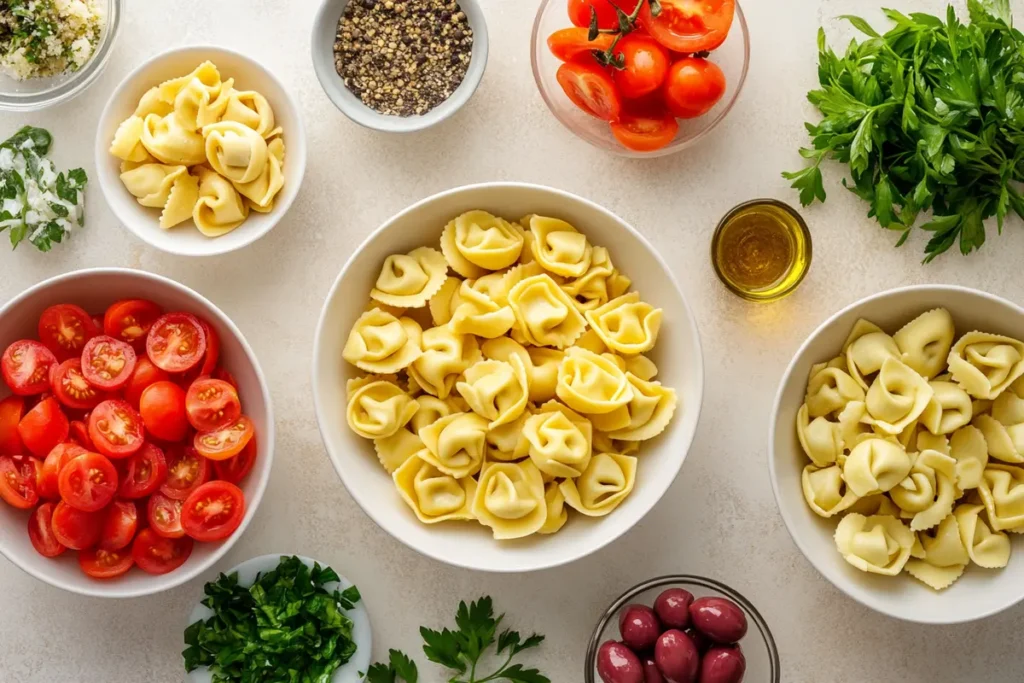 ingredients for tortellini pasta salad