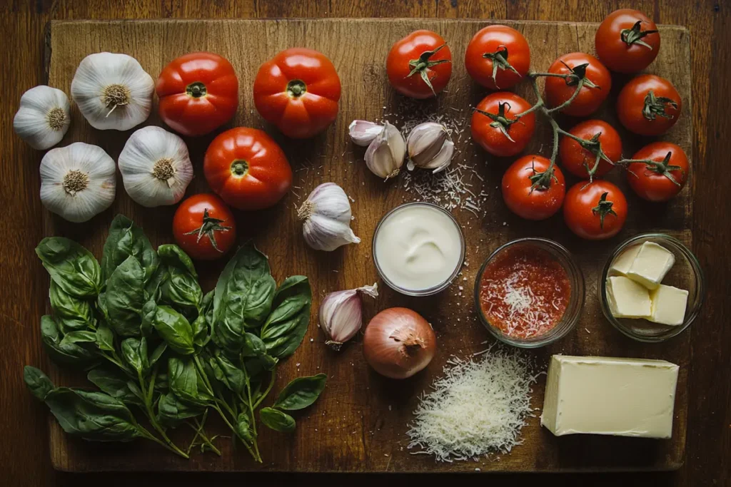 Ingredients for alfredo and lasagna sauces