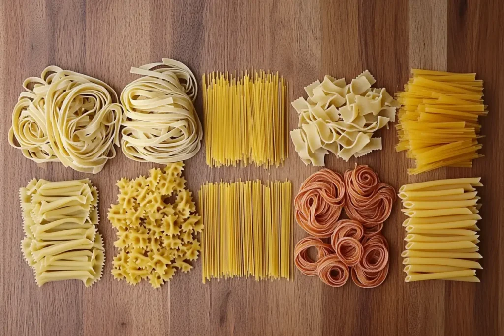 A variety of pasta types best suited for seafood pasta dishes