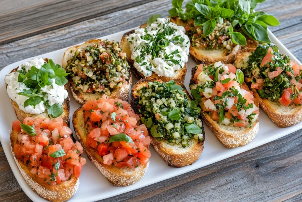 Serving bruschetta on a platter