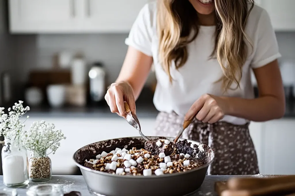 Preparing Rocky Road Brownies at home