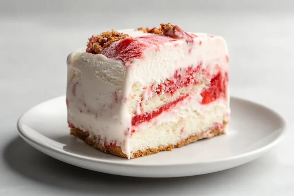 Strawberry shortcake ice cream cake slice