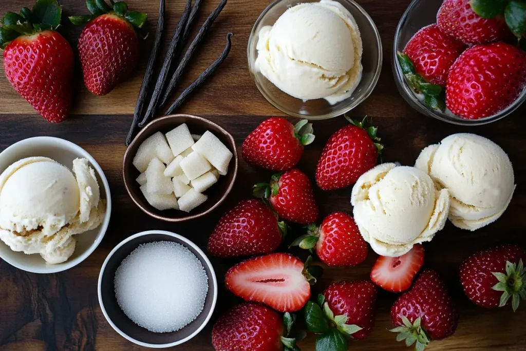  Strawberry shortcake ice cream ingredients.