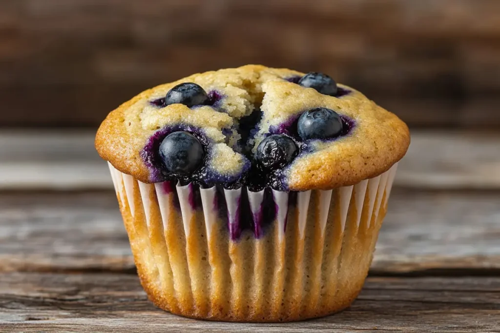  Moist crumb of a cottage cheese blueberry muffin.