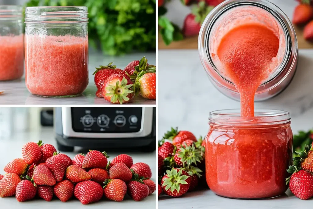 Step-by-step guide to making delicious strawberry puree recipe at home.