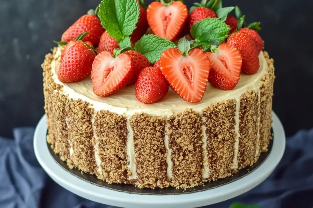 Whole Strawberry Cheesecake Crunch Cake